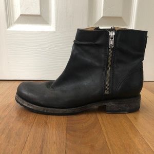 Frye Double Zip Black Leather Booties